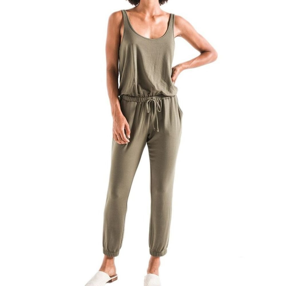 Z Supply The Tank Jumpsuit in Leaf Clover* - Picture 1 of 3